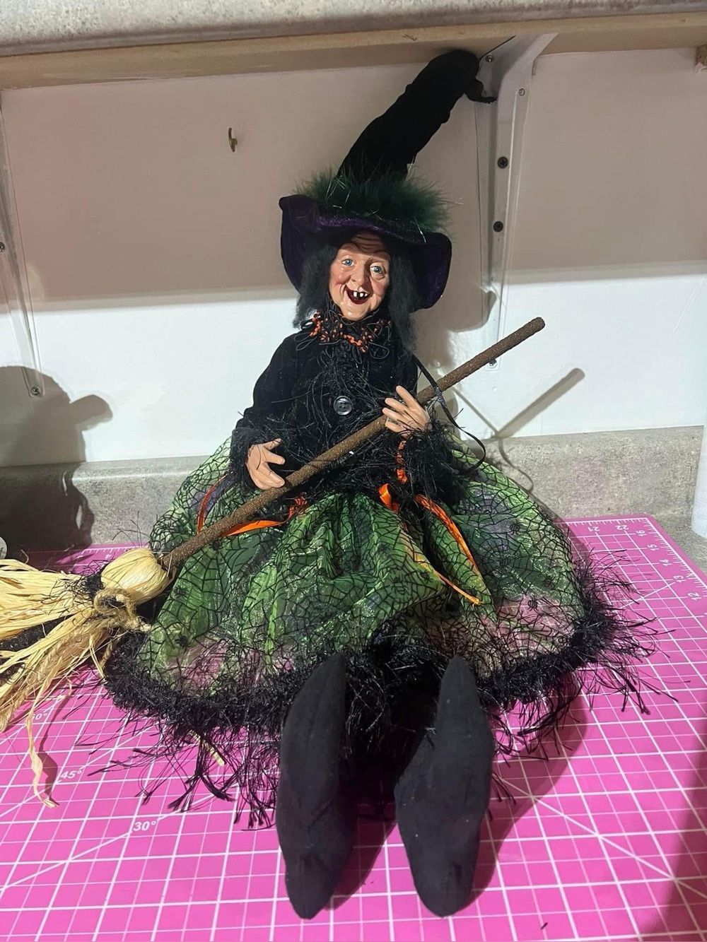 Green & Black Witch  Doll - Halloween Accessory